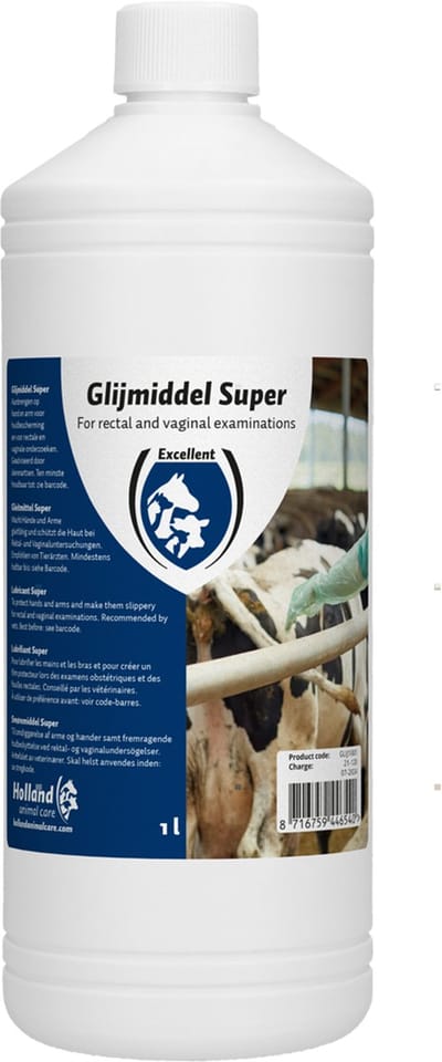 Excellent Veterinair Glijmiddel Dieren 1 L – Voor verlossing en interne onderzoeken bij lammeren, kalveren, veulens en biggen – Geschikt voor rectaal onderzoek bij koeien en paarden