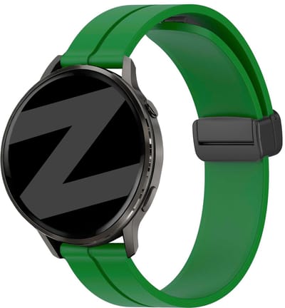 Bandz Siliconen bandje met D-Buckle aansluiting geschikt voor Garmin Vivoactive 6 / 5 / 3 / Vivomove / 3 / HR / Style / Luxe / Sport / Trend / Forerunner 645 / 570 / 245 / 170 / 165 / 70 / 55 / Venu / SQ / SQ2 / 2 Plus / Approach S12 / S40 - Groen