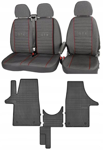 FROGUM VW Transporter T5 - Automaat Set Stoelhoezen en Matten - Perfecte Pasvorm - Versterkt & Geurloos - Eenvoudige Montage