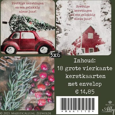 Voordeelpakje 18 vierkante kerstkaarten - Rood - MajesticAlly
