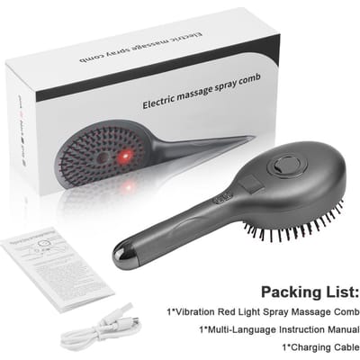 Elektrische Spray Massage Kam 630Nm Rood Licht Haar Kam Vibratiekop Hoofdhuid Massager Haarzakje Massage Borstel white