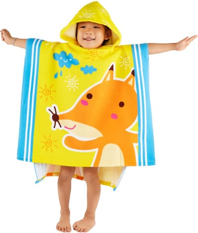 JAXY Badcape Baby - Badcape - Baby Badjas - Omslagdoek - Omslagdoek - Baby Handdoek Met Capuchon - Strandhanddoek - Badponcho - Poncho Handdoek - Microfiber - 60x90cm - Vos