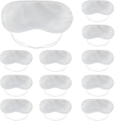 Satijnen Slaapmaskers - Oogmaskers Nachtblinddoeken - Reizen Dutjes Spelletjes - Set van Twaalf Stuks - 7.5 Inch Lengte - Wit