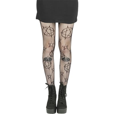 Pamela Mann - Gothic Maillot - Pentagram Net Tights - S-XL - voor Vrouwen - zwart