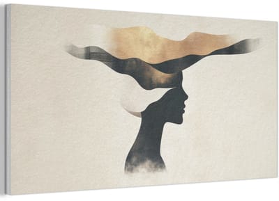 Akoestisch wandpaneel 80x40 cm - Vilt schilderij Vrouw - Golven - Zwart - Akoestische panelen - Geluidsdempende wanddecoratie - Geluidsisolatie woonkamer - Muurdecoratie geluidspanelen