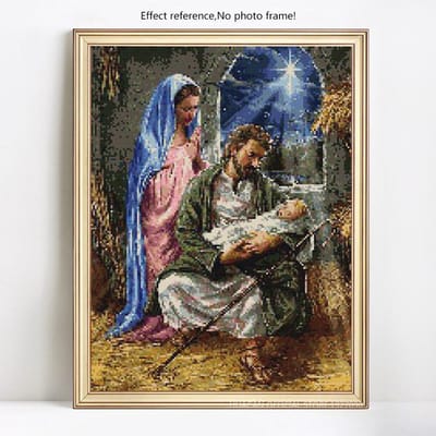 5D DIY Diamant Schilderij Religieus Icoon Volledige Ronde Strass Portret Diamant Borduurwerk 20X30CM black