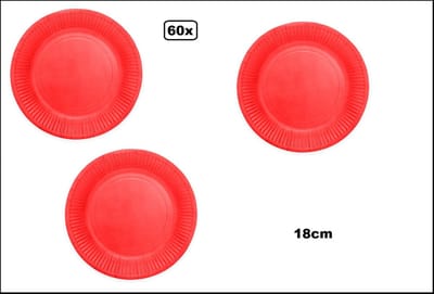 60x Bord 18cm rood karton - Feest festival black and gold party verjaardag