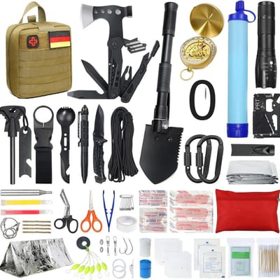 GTB® Noodpakket voor Thuis Overheid - Noodpakket voor Thuis - Overlevingspakket - Compleet pakket - 180 Elementen - Zwart - 23cm x 22cm x 12cm
