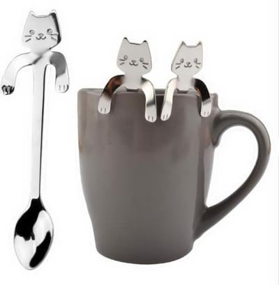 Hangende Kat Theelepel - RVS - Zilverkleurig