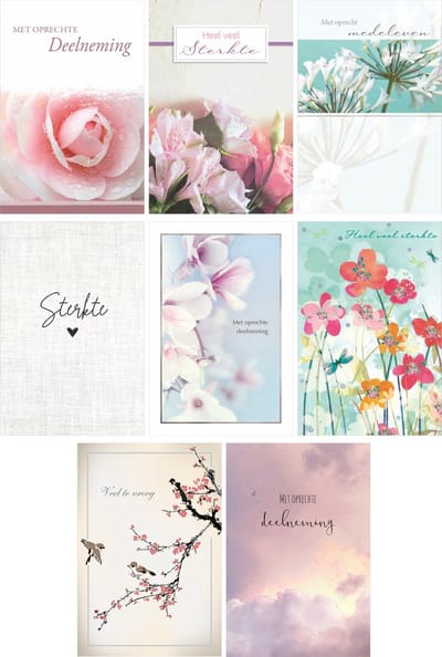 MGPcards - 8 Luxe dubbele wenskaarten - Deelneming - Sterkte - Foliedruk - FSC-keurmerk - 11,5 x 17 cm