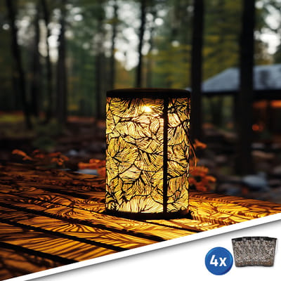 Solar tuinverlichting lantaarn Eron - Voordeelset van 4 stuks - Tafellamp en hanglamp - Warm wit licht (3000K) - IP44 - Bijzonder lichteffect - Buitenlamp op zonne-energie