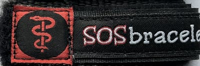SOSbracelet zwart MEDIUM (9 tm 12 jaar), voor schoolreis, vakantie, naar zee, dagje uit, dierentuin, klimbos,survival, vissen, zwemmen, duiken, cadeau, kado, super origineel en praktisch