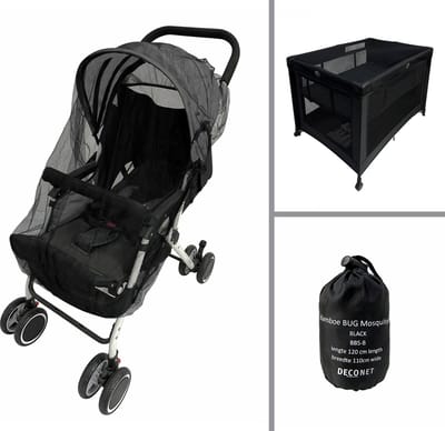 Klamboe Buggy, campingbedje en ledikantje BLACK 110x 120cm
