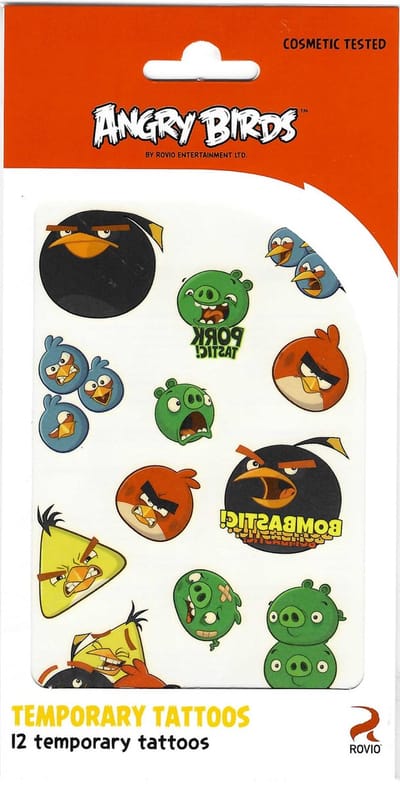 Angry Birds Tattoos - Tijdelijke Tattoo - Plak Tattoos - Nep Tattoo - Fake Tattoo - Kinderen - 1 Vel met 12 tattoos