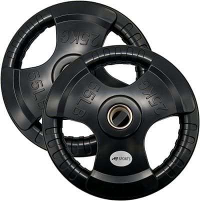 AJ-Sports Olympische Halterschijven 25kg - 2 stuks - Rubber - Handgrepen - 50 mm - Ø 50 mm - Zwart - Sport Gewichten voor Thuis - Geschikt voor Fitness, CrossFit & Functional Training