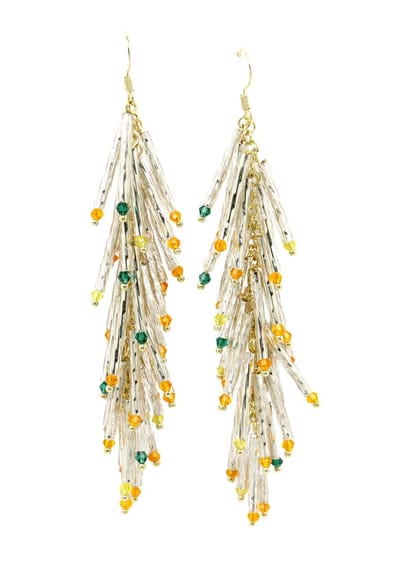 AVANT-GARDE PARIS Oorbellen - Witte Kralen Tassel - 1 stuk - Goudkleurige Plating en Fish Hook Sluiting