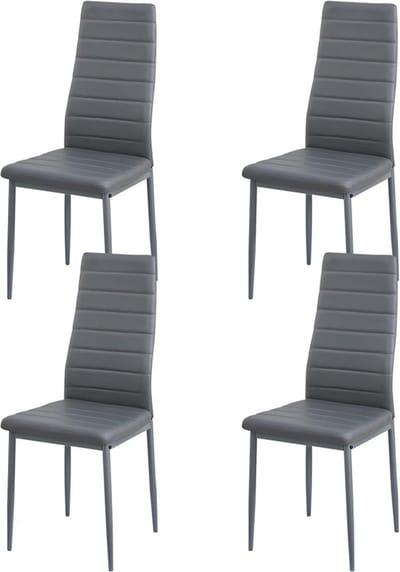 EGGREE Eetkamerstoelen set van 4 metalen keukenstoelen - eettafelstoel - comfortabele gestoffeerde stoelzitting - grijs