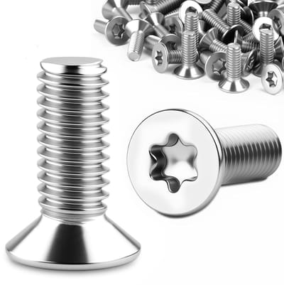 Pack van 120 verzonken schroeven M3 x 6 mm, Torx 304 roestvrij staal, ideaal voor houtbewerking en meubels