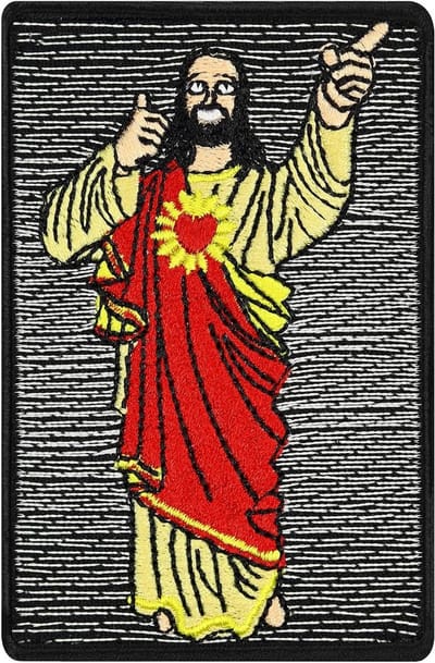 Strijkembleem Buddy Christus - Opstrijkbare patch - Kleding versieren - Wasbaar op 60 graden - 55x85mm - Multicolor