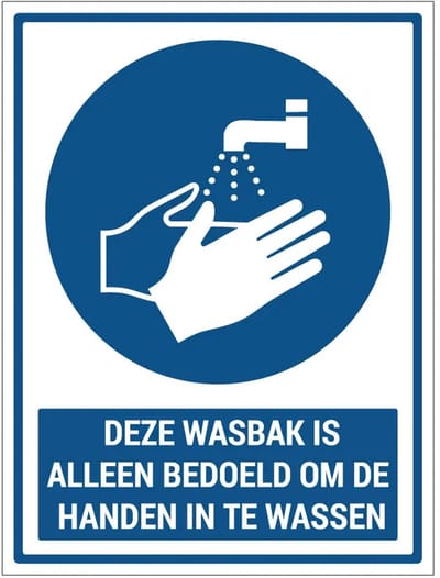 Deze wasbak is alleen bedoeld om handen in te wassen bord met tekst | gecoat dibond materiaal | 28 x 21 cm