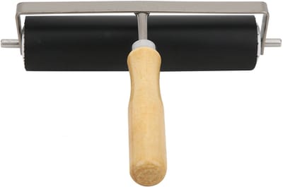 Mmgoqqt 1 Stuk - Rubberen Drukrol - 15CM - Houten Handvat - Kinder Printmaking Tool - Multifunctioneel Kunst & Hobby Gereedschap