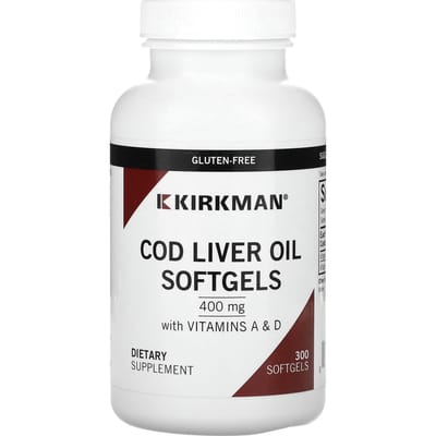 Kirkman Labs, Huile de foie de morue, 400 mg, 300 capsules molles