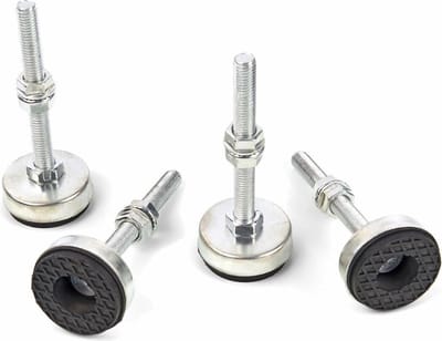 HBM 4-delige set stelvoeten M12 draad, 125 kg per stuk, 5,5 x 5,5 x 2 cm