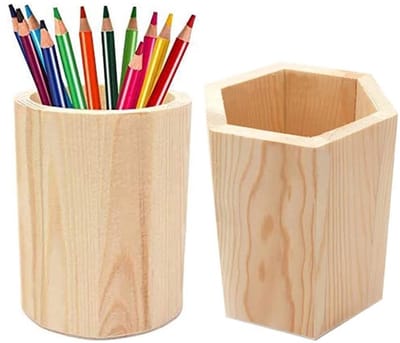 Dailygoody - Houten pennenhouder - Bureau organizer - Bruin - Pennenhouder - Perfect voor kantoor en school - 2 stuks