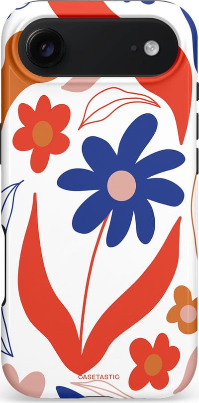 Casetastic hoesje geschikt voor Apple iPhone Air - MagSafe - Dubbellaagse bescherming - Kleuren in bloei - Fashion Case - Wit Rood Perzik Donkerblauw