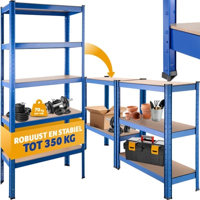 tectake® Opslagrek - Stellingkast - Garagekast - Opbergkast - Rek - Stelling - Dubbele werktafel - 172x75,5x30,5cm - Draagkracht 350kg