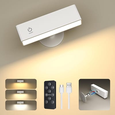 Draadloze wandlamp met 3 kleurtemperaturen en afstandsbediening - 4000 mAh batterij, 360° draaibaar