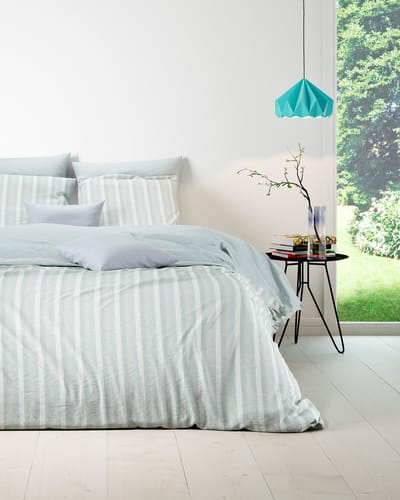 Mistral Home - DEKBEDOVERTREK - katoen renforcé - 140 x 200 cm + 65 x 65 cm - eenpersoons - strepen - muntgroen