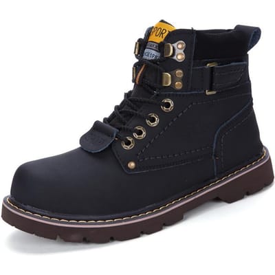 Heren High-Top Werkschoenen Winter Fleece-gevoerd Leer Waterdicht Veelzijdig Koppel Britse Stijl Herenlaarzen 46