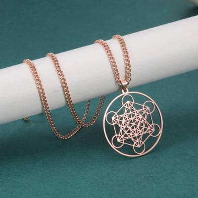 RVS Engel Zegel Aartsengel Metatron Ketting Vrouwen Mannen Geometrisch De Geheimen van de Kabbalisten Tuin Salomo Sieraden gray
