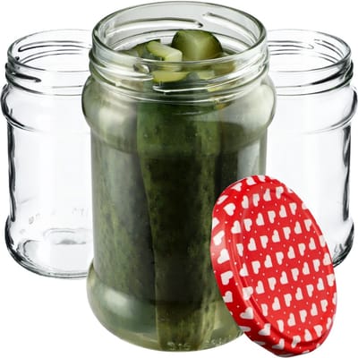 KADAX Kleine inmaakpotten, 315 ml, diameter 66 mm, potten voor honing, jampotten met deksel, luchtdichte, ronde potten (10 stuks, hart)