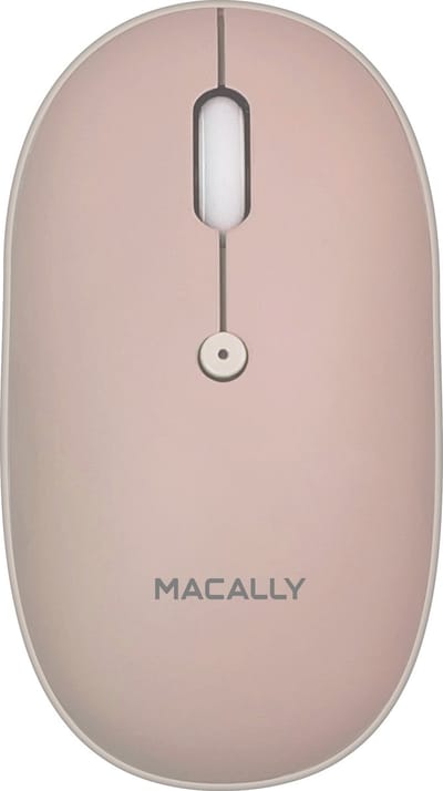 Macally BTTOPBAT-PK Optische draadloze bluetooth-muis voor Mac en PC - Met ingebouwde heroplaadbare batterij – Roze