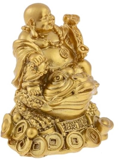 Gouden Boeddha Beeldje - Lachende Feng Shui Decoratie voor Binnen - Zen Deco voor Woonkamer en Kantoor - Geluksbrenger Cadeau