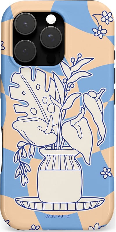 Casetastic hoesje geschikt voor Apple iPhone 16 Pro - MagSafe - Dubbellaagse bescherming - Bosje vol blauw - Fashion Case - Lichtblauw Beige Zilver Perzik