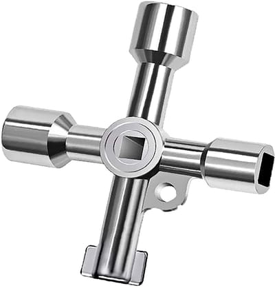 SPHProducts - Radiator Ontluchtingssleutel - Multifunctionele Utility Key - Zilver - Voor Meter Box en Elektrische Kast - 4-in-1 Sleutel voor Gas Meter