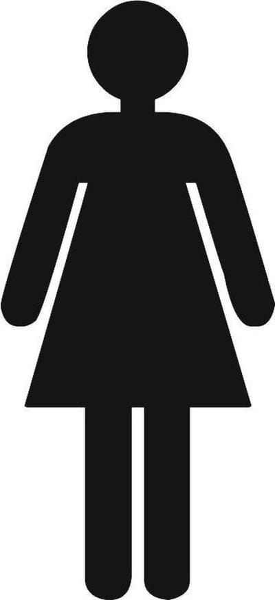 Toiletbordje dames - 64 x 140mm  - zwart plexiglas - incl. dubbelzijdig 3M tape
