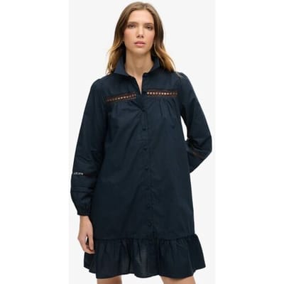Superdry Overhemdjurk met Kant Blauw Grootte: 42