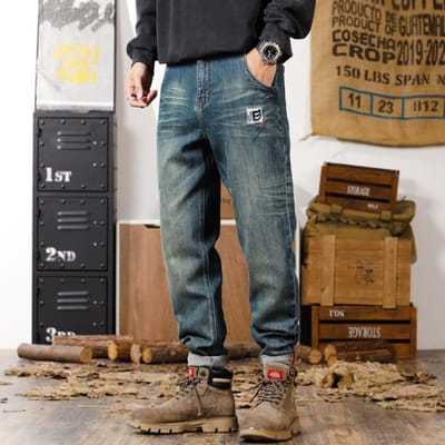 Harem Jeans Heren Herfst Katoen Rechte Harem Broek Heren Herfst Amerikaans Mode Merk Jeans Heren Herfst Winter 34 blauw
