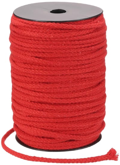 Macramé koord, 5 mm x 90 m, handgemaakt natuurlijk katoenen touw, 8 strengen, gedraaid gevlochten touw, koord voor plantenhangers, wanddecoratie, dromenvanger, knutselwerk, wooncultuur, rood
