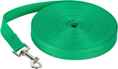 Hondenriem 20 Meter - Lange lijn - Trainingslijn - speurlijn - Nylon - 2cm breed - Zwart - Actieve en Middelgrote Honden - Hondenriem Sleeplijn - Looplijn voor Honden - Voor Training, Wandelen