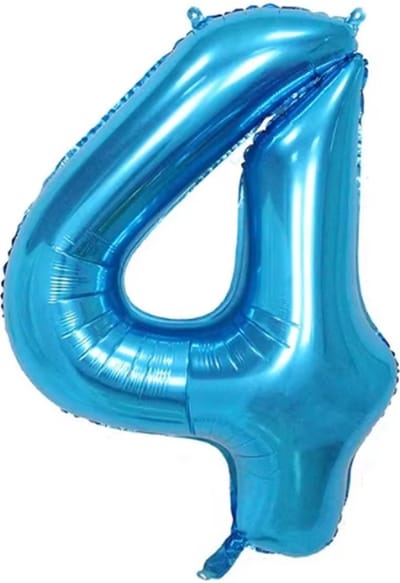Jumada's - 70cm Blauwe Folieballon met Cijfer 4 - Cijferballon