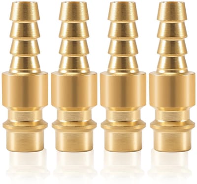 Dailygoods - 4 stuks persluchtkoppeling, nominale diameter 7,2 mm, messing perslucht steeknippel, perslucht aansluiting accessoires, perslucht snelkoppeling (6mm)