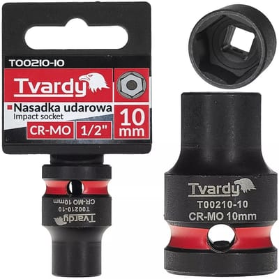 Tvardy Slagdop zeskant 10 mm kort model – chroom-molybdeenstaal – aandrijving 12,7 mm – zwart – slagvast voor slagmoersleutel – auto en industrie