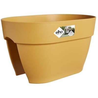 Elho Vibia Campana Flower Bridge 40 - Plantenbak voor Balkon Railing - 100% Gerecycled Plastic - Ø 39.0 x H 22.0 cm - Honinggeel