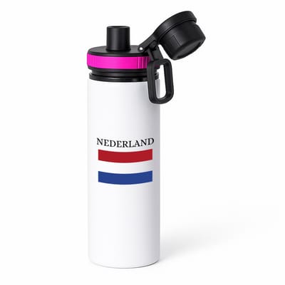 Hacebo® - Nederland waterfles met draaidop roze - Amsterdam - toeristen Nederlanders - Rood wit blauw - Holland - cadeau - kado - water fles - 850ML