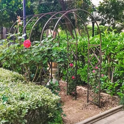 Rozenboog Frame - Tuinboog Klimplanten - Tuindecoratie Creëren - Verstelbare Breedte - 230cm Hoog - Zwart Bruin